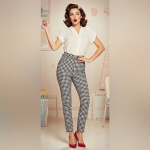 New gingham stretchy slacks size small